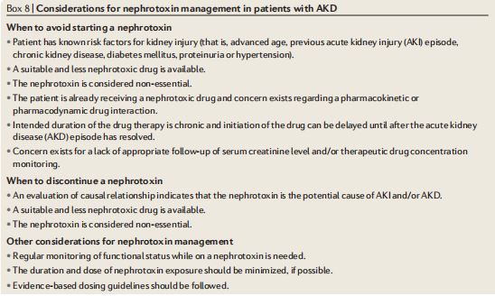 Box 8 | Considerations for nephrotoxin management in patients with AKD Box 8 | Considerations for nephrotoxin management in patients with AKD