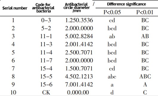 Table 3 Determination of the Control Effect of Different Antibacterial Bacteria on Cistanche deserticola Wilt Disease